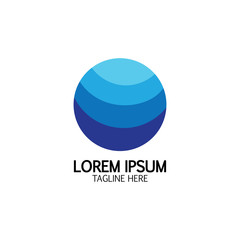 Isolated round shape logo. Blue color logotype. Flowing water image. Sea, ocean, river surface.