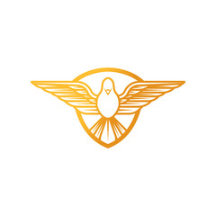 Dove Shield logo icon Vector. Abstract Flying dove shield logo elegant silhouette design vector.