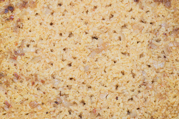 Cooked Bulgur Rice with Chia Seeds and Carrot in Plate Ready to Eat / Bulghur for Pilav or Pilaf