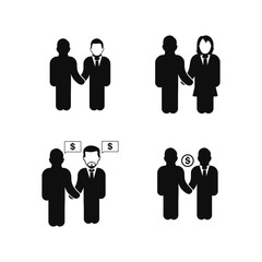 Business Contract, Deal Icon Set. Flat style vector EPS.