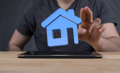  house in among houses for real estate  concept.