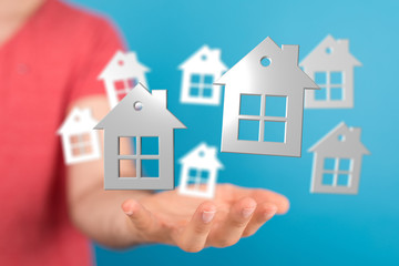 Hands - Holding House digital concept.