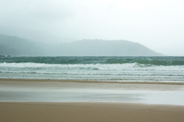 Sea Beach and Soft wave of blue ocean. beautiful summer background with sandy beach