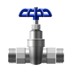 Valve ball, fittings, pipes of metal piping system. Valve water, oil, gas pipeline, pipes sewage