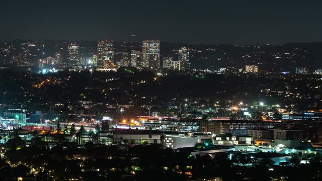 Los Angeles Century City And Beverly Hills From Culver City Night Time Lapse