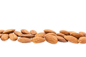 Almond nuts isolated with white background.