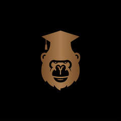 Creative gorilla head education logo vector