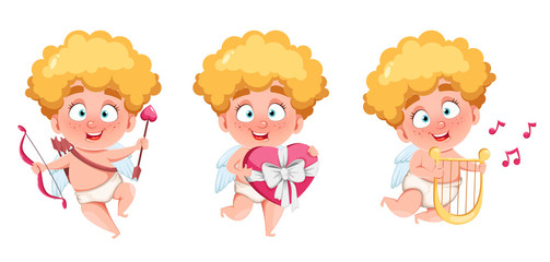 Happy Valentine's Day. Funny Cupid kid