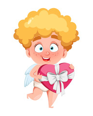 Happy Valentine's Day. Funny Cupid kid