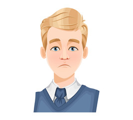 Face expression of handsome man with blonde hair