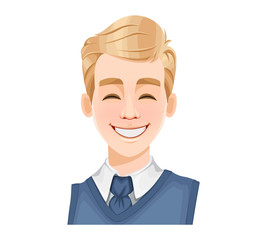 Face expression of handsome man with blonde hair