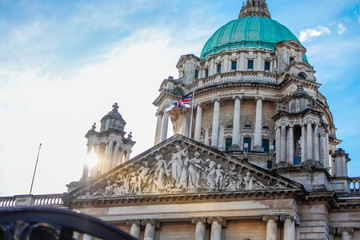 Fototapeta na wymiar Belfast, Ireland »; March 2017: Detail of the city hall dome of Belfast at dawn