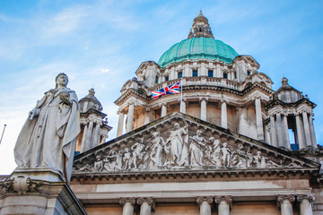 Fototapeta na wymiar Belfast, Ireland »; March 2017: Detail of the city hall dome of Belfast