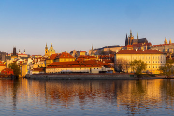 Panorama of Hradcany at sunrise, Czech Republic