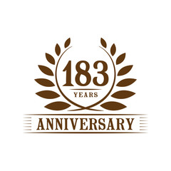 183 years logo design template. One hundred eighty third anniversary vector and illustration.