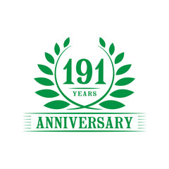 191 years logo design template. One hundred ninety first anniversary vector and illustration.
