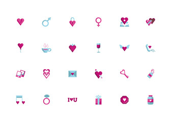 bundle of happy valentines day set icons