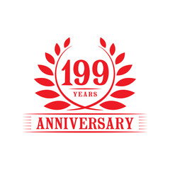 199 years logo design template. One hundred ninety ninth anniversary vector and illustration.