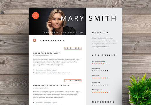 Professional Resume Layout with Orange and Grey Accent