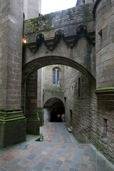 Narrow road in Mont Saint Michel castle