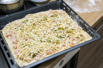 The process of making homemade pie in the oven