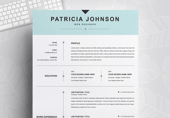 Resume and Cover Letter Layout Set with Light Blue Header