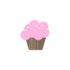 Cupcake shop logo template. Pink creamy glossy cake illustration.Cupcake shop logo template.