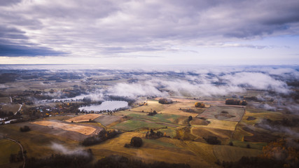 Mazury Masuria z lotu ptaka jesienią Polska 