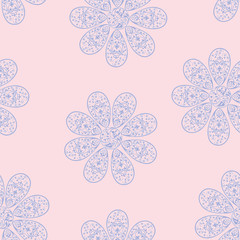Seamless pattern flowers decorative floral elements.