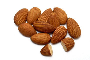 Almonds isolated on a white background