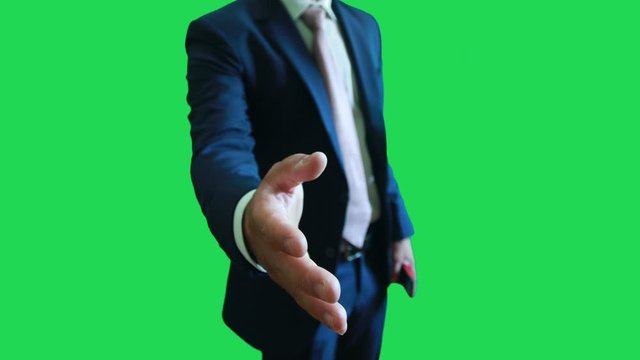 A man show a business negotiate gesture on the green scene.