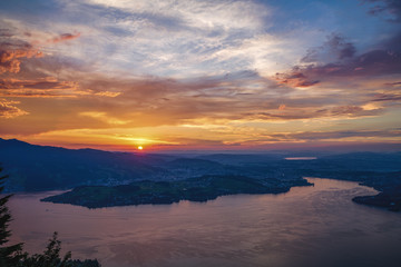 Mount RIGI sunnset over lake Luzern