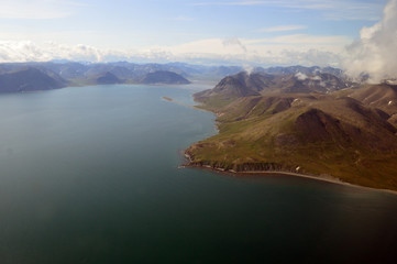 Chukotka mountains near the village of Egvekinot, a view from above