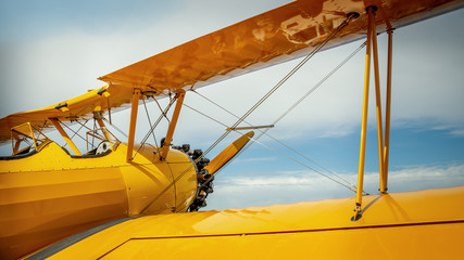 biplane against a blue sky