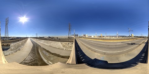 Los Angeles River Downtown 1st Street Viaduct South 360 equirectangular panoramic 