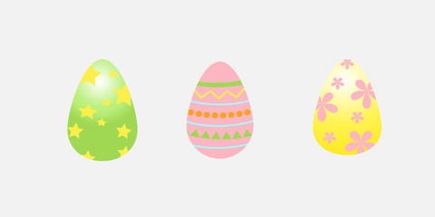 Set of multicolor Easter eggs on white background. Vector illustration