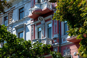 The facade of a building at the Katerynyns'ka street, Odessa