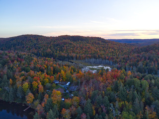 Aerial view of mountains in autumn 