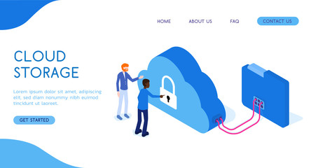 Modern concept cloud storage vector isometric illustration.