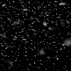 Realistic falling snow texture isolated on black background. Christmas and new year design. Vector illustration