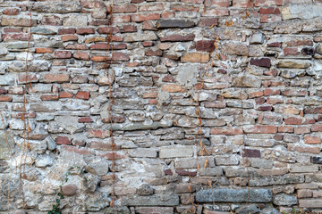 Old Weathered Stone and Brick Wall