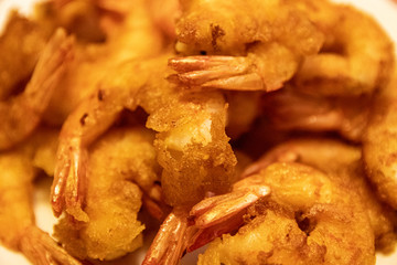 Fried scampi close-up in tempura