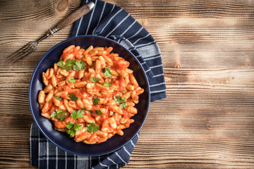Cavatelli pasta with fresh tomato sauce.