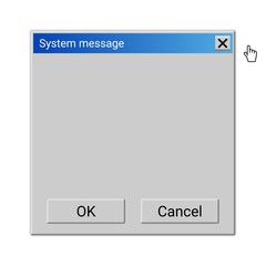 Operation system blank window with two buttons