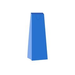 A simple vector illustration of a blue paper shopping bag, isolated object on the white background, eco-friendly concept