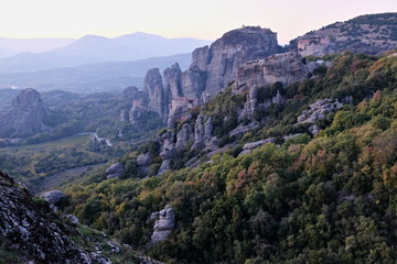 Fototapeta na wymiar The Monasteries of Meteora in the evening. 