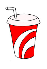 Funny illustration of glass of soda with a straw