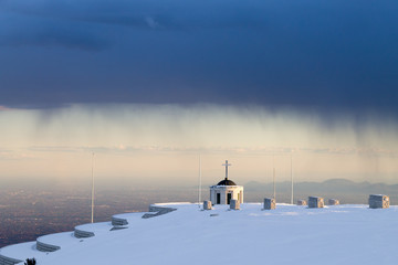 First world war memorial during storm, Italy landmark