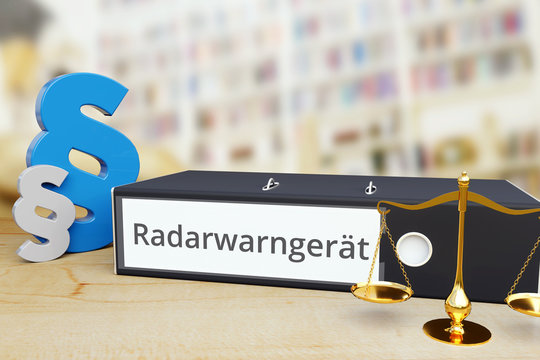 Radarwarnger&auml;t &ndash; Ordner mit Beschriftung, Paragraf und Waage &ndash; Recht, Gesetz, Anwalt