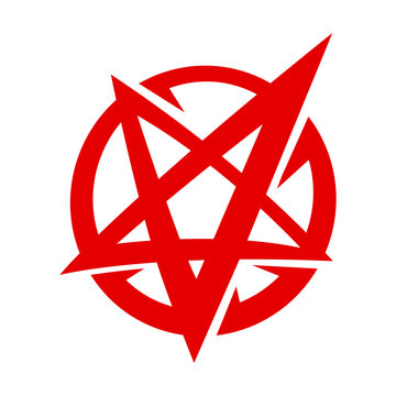 Satanic Pentagram Inverted Star Symbol in Cartoon Logo Style